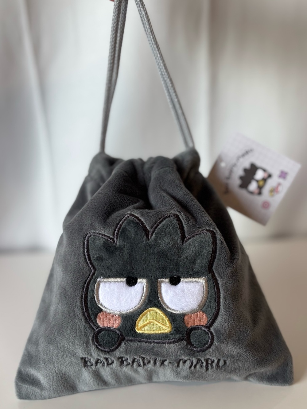 Bad Badtz- Maru Soft Plush Lined Drawstring Bag NWT Sanrio Japan Exclusive